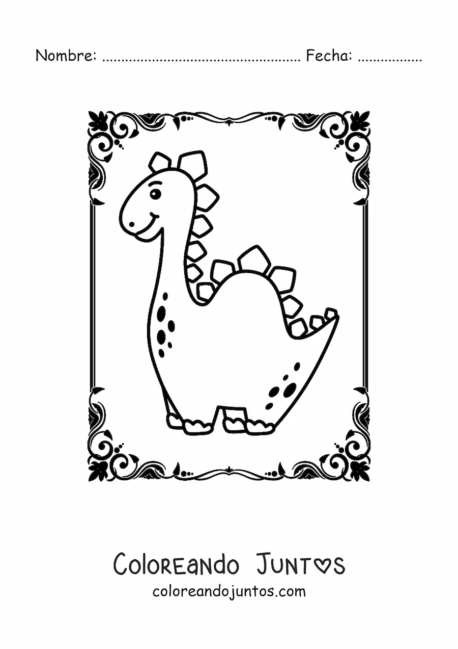 Imagen para colorear de dinosaurio de cuello largo tierno