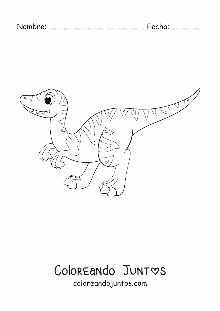 Imagen para colorear de velociraptor tierno