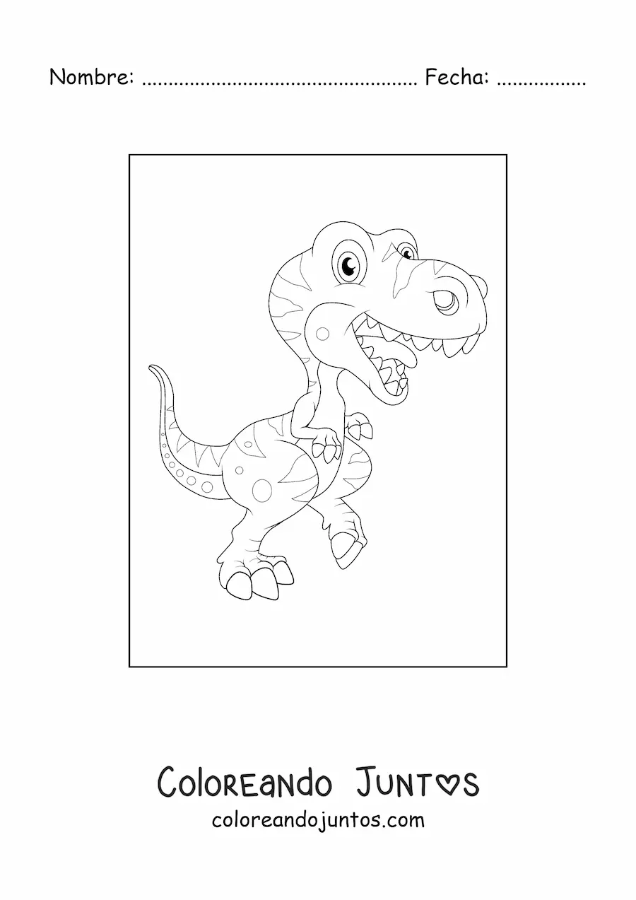 Imagen para colorear de dinosaurio carnívoro tierno animado