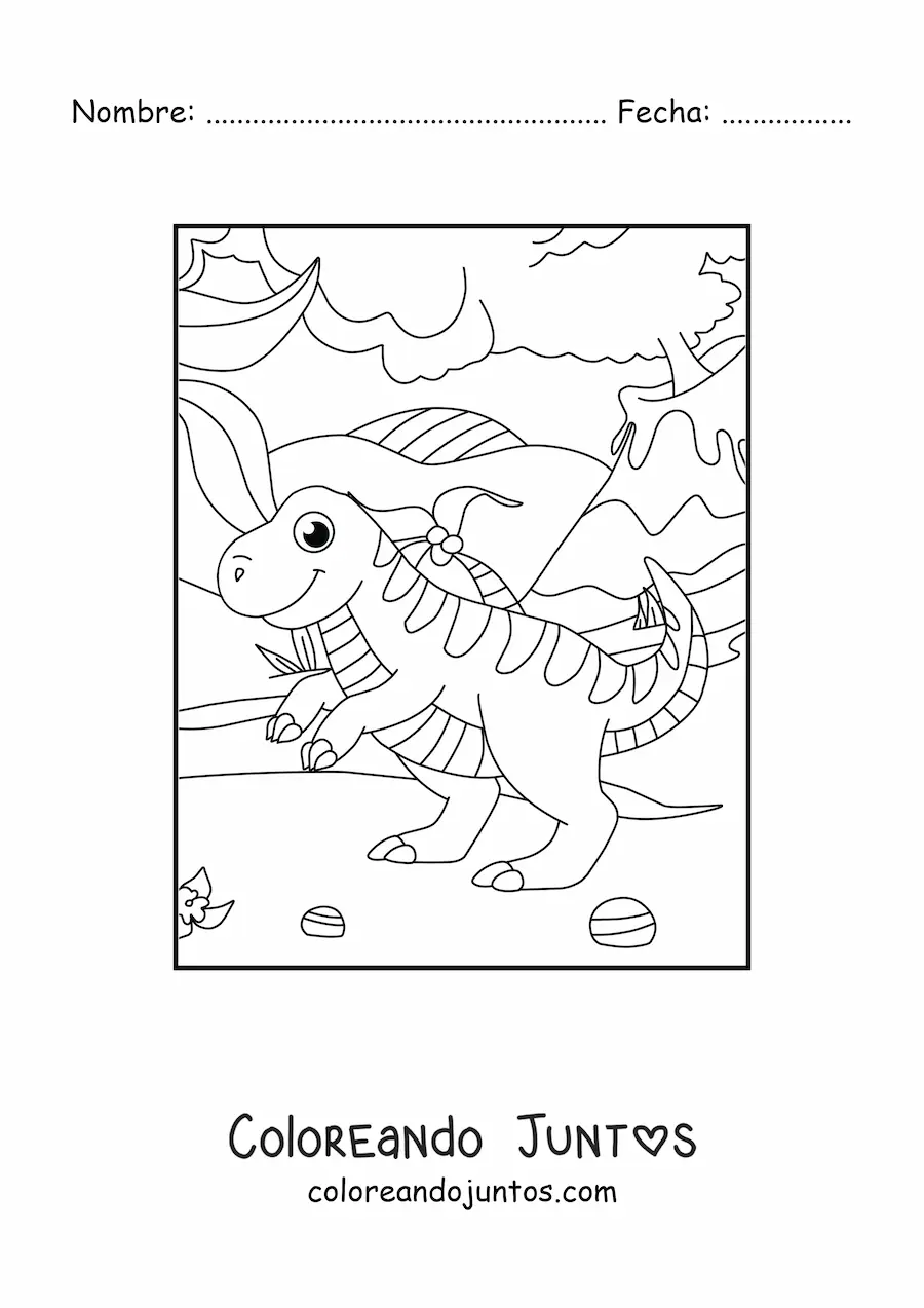 Imagen para colorear de dinosaurio carnívoro bipedo tierno