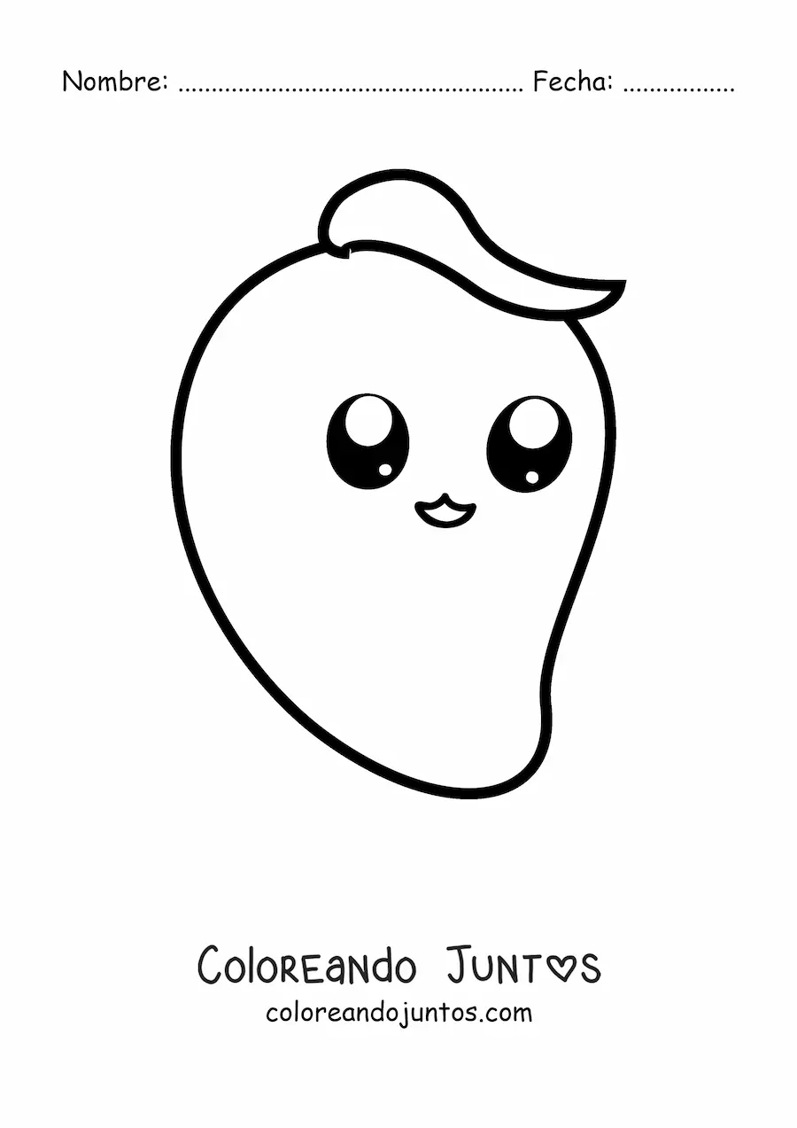 Imagen para colorear de un mango kawaii