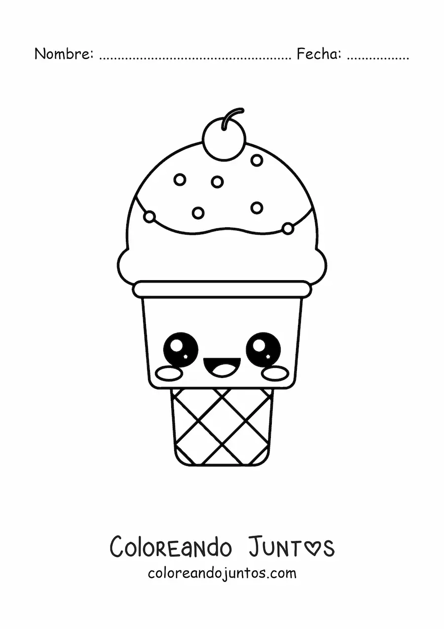 Imagen para colorear de barquilla kawaii fácil