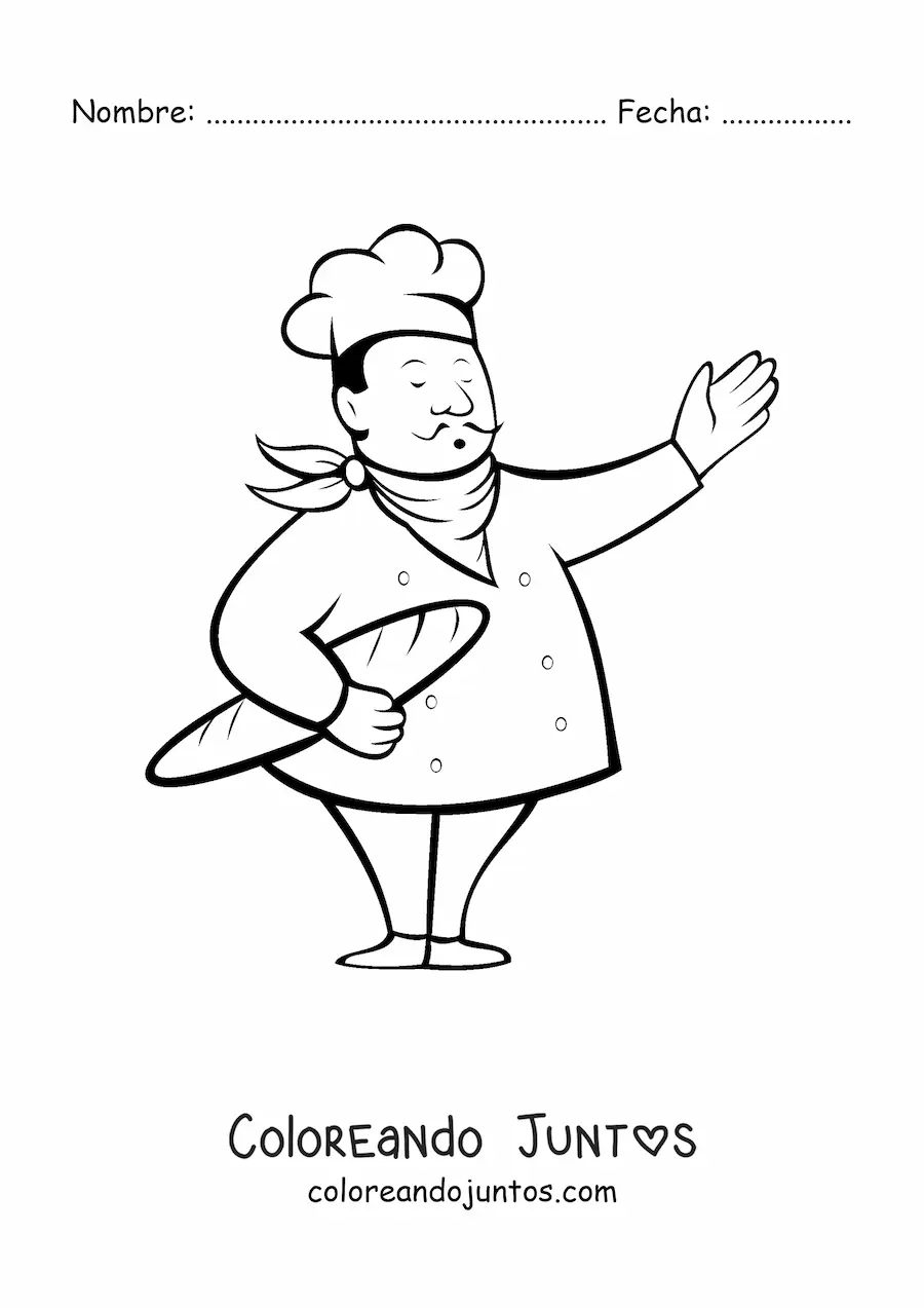 Imagen para colorear de chef panadero fácil