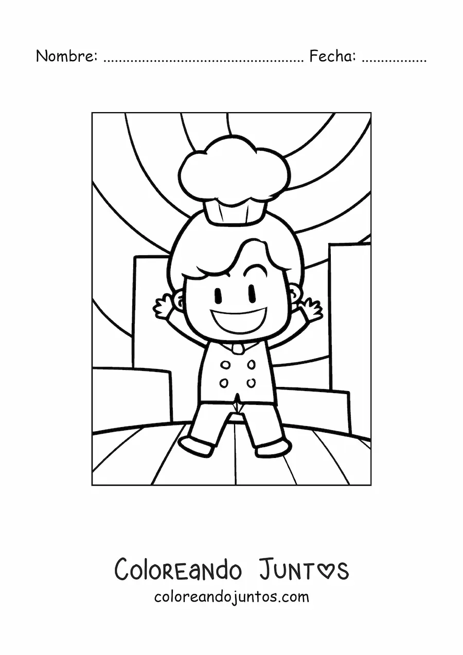 Imagen para colorear de caricatura de un chef kawaii