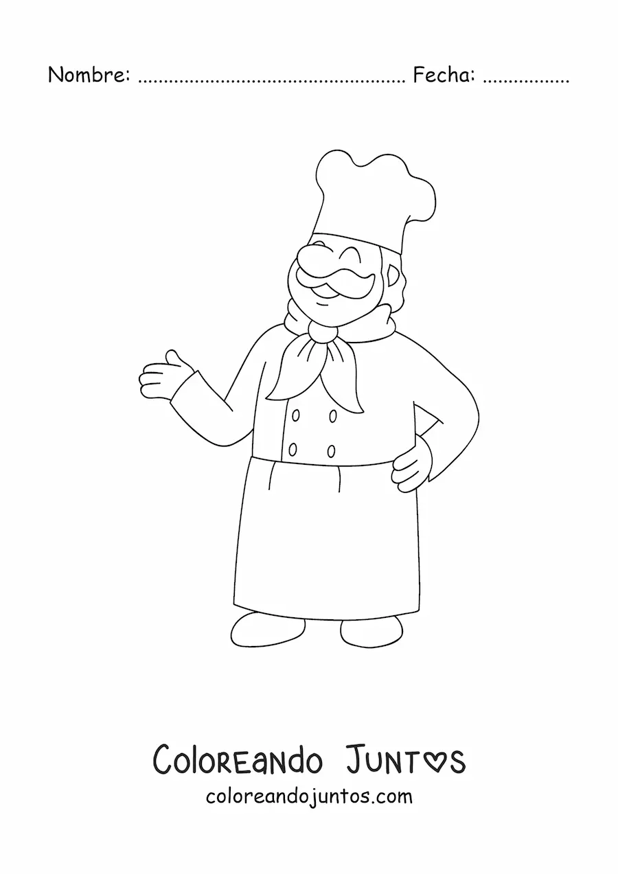 Imagen para colorear de chef italiano animado