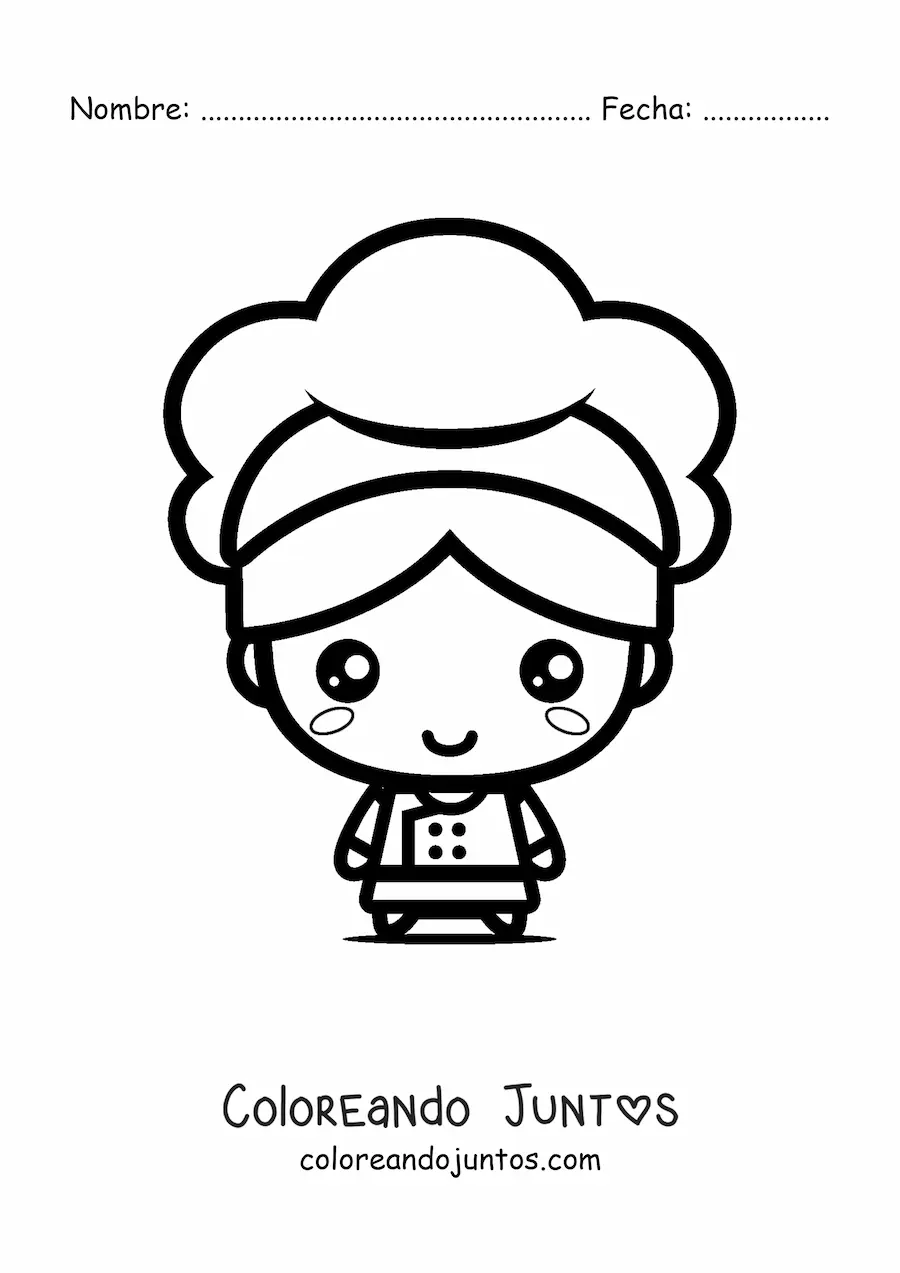 Imagen para colorear de chef kawaii grande