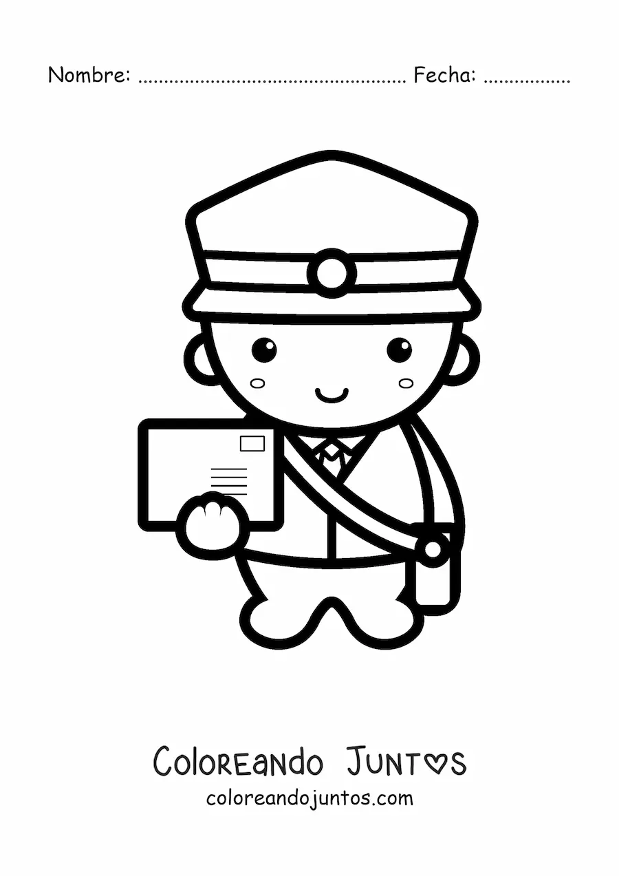 Imagen para colorear de cartero kawaii grande