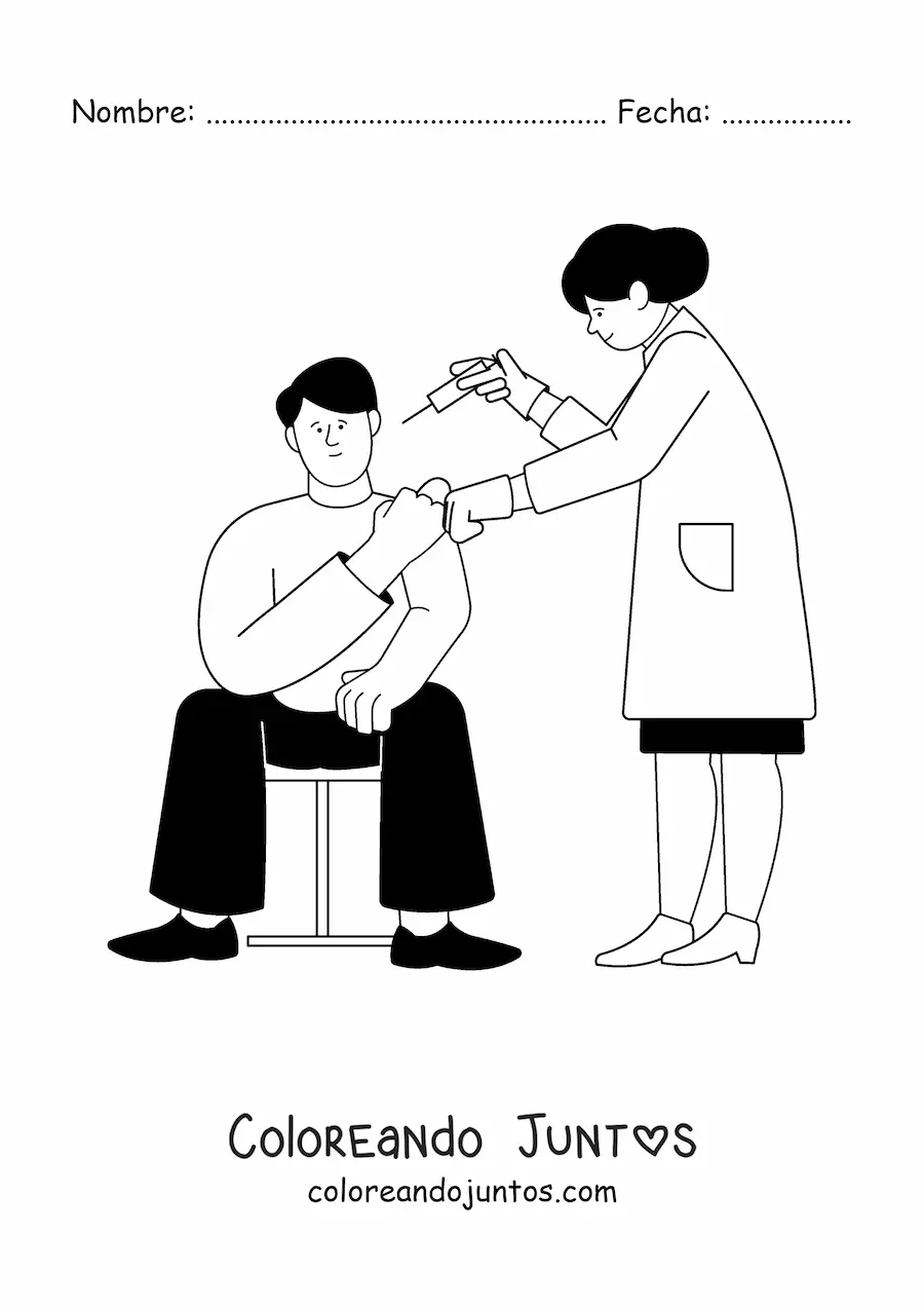 Imagen para colorear de enfermera inyectando a un paciente
