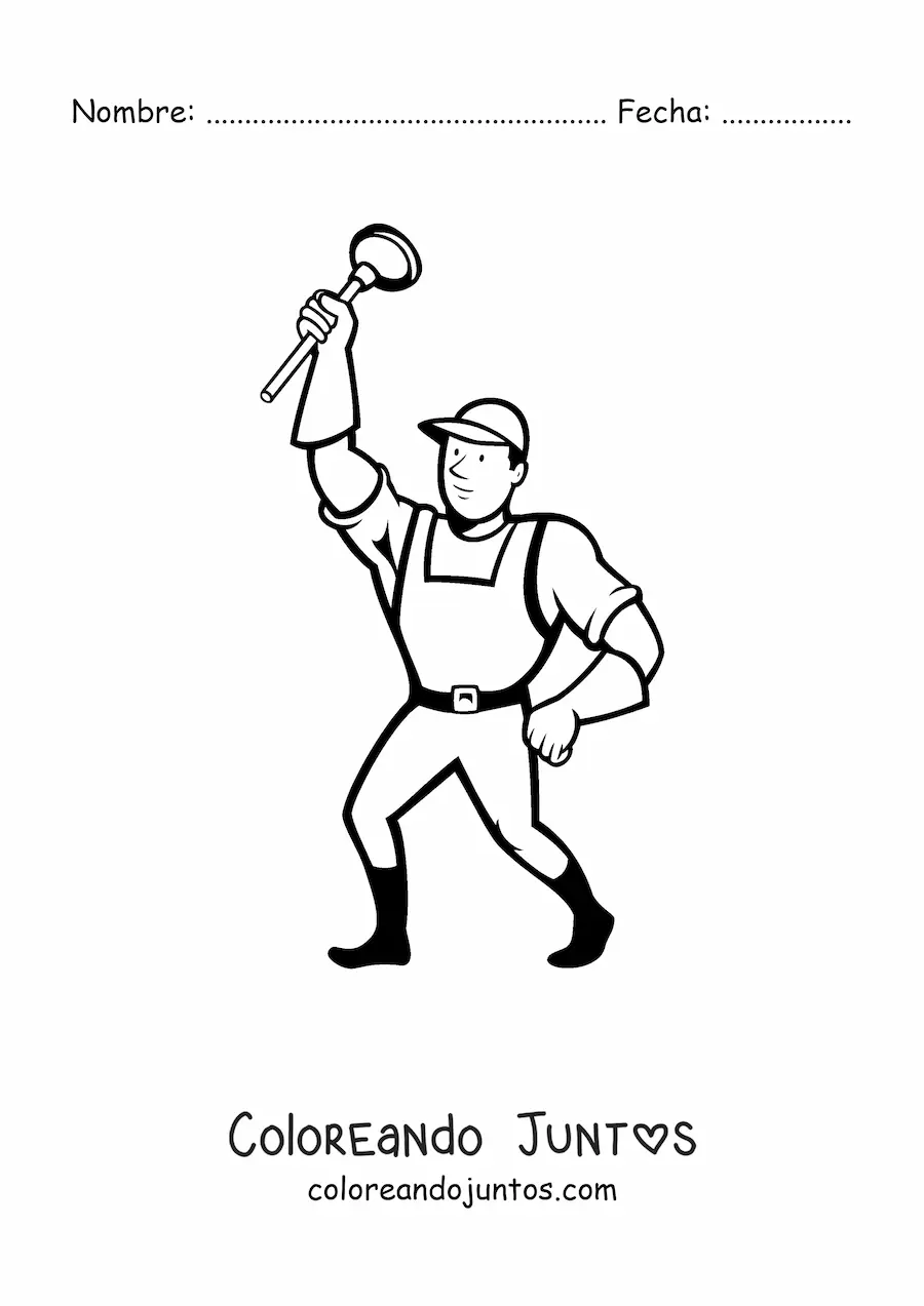 Imagen para colorear de hombre con oficio de plomero