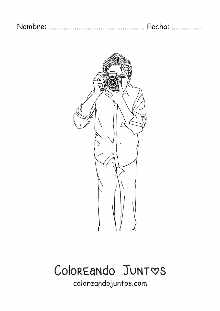 Imagen para colorear de hombre fotógrafo realista