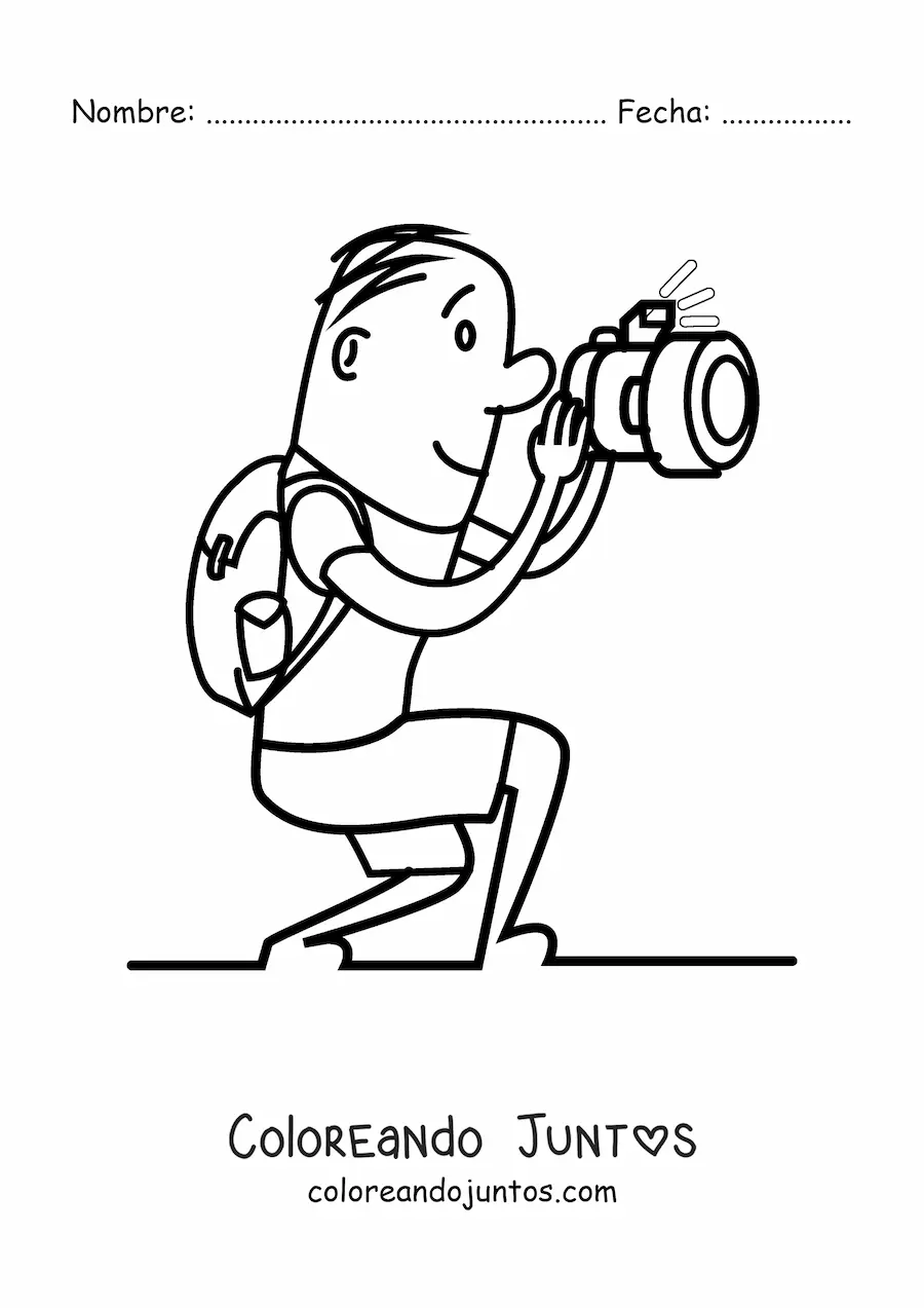 Imagen para colorear de caricatura de un fotógrafo