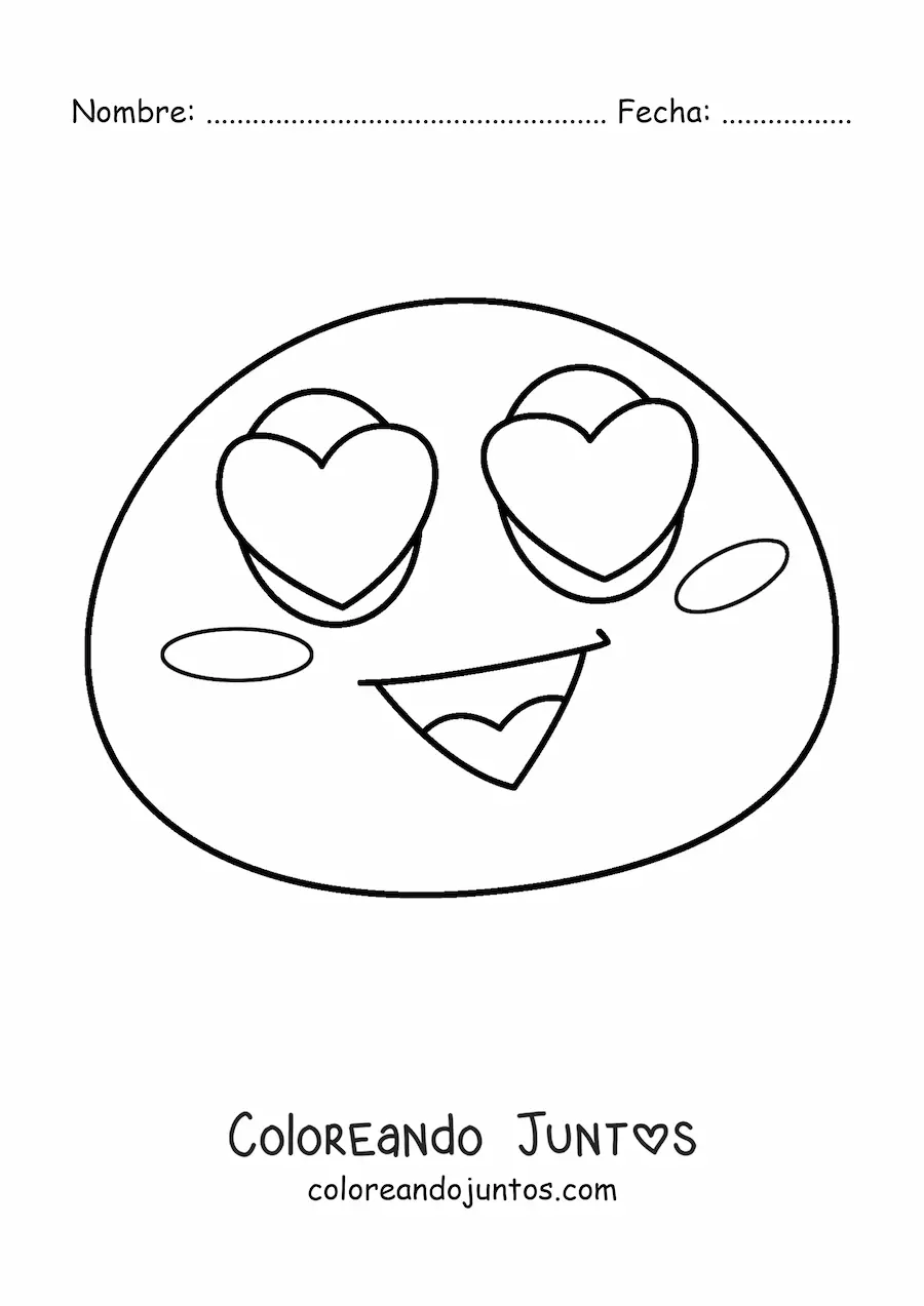 Imagen para colorear de emoji con ojos de corazones