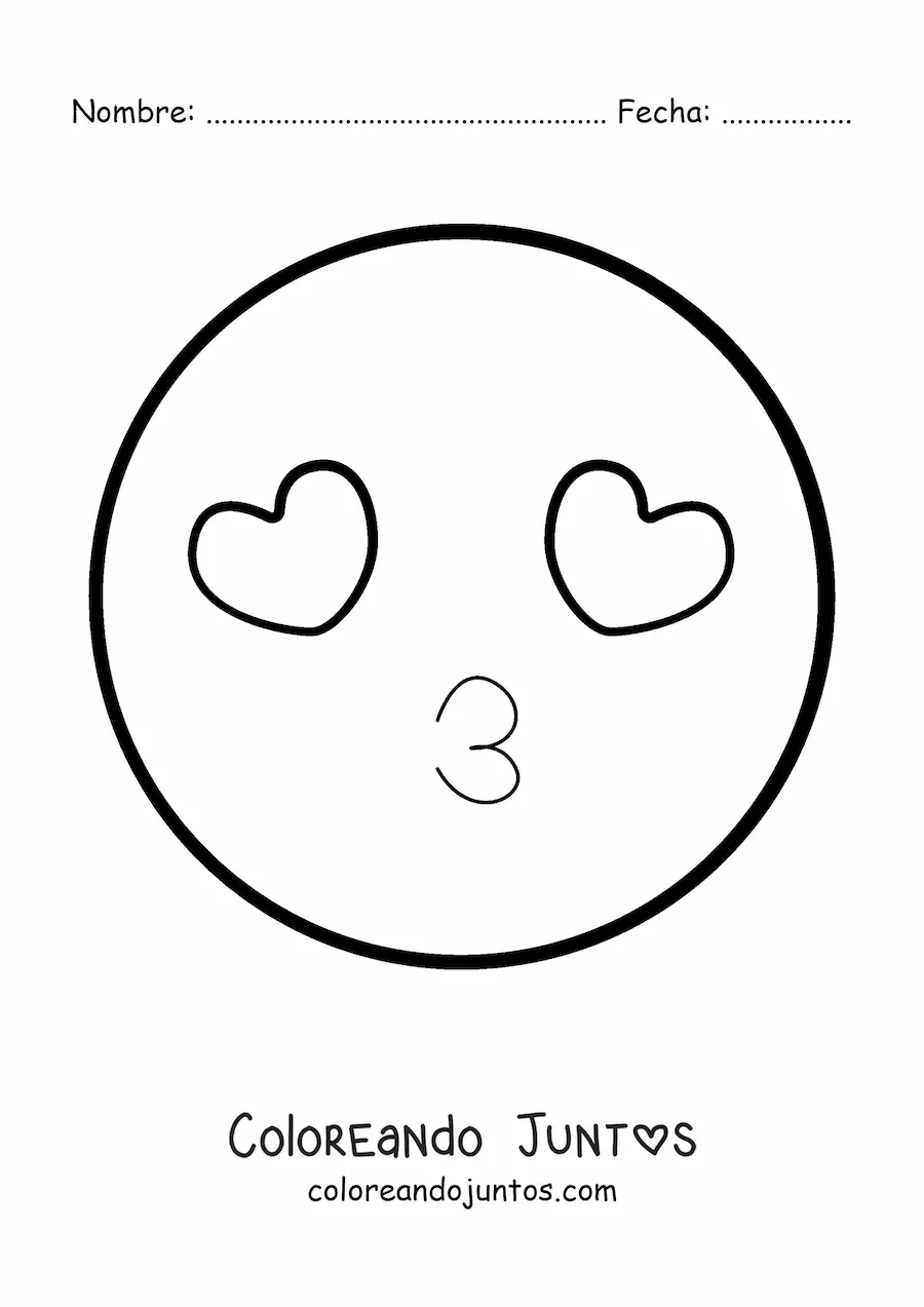 Imagen para colorear de carita enamorada grande