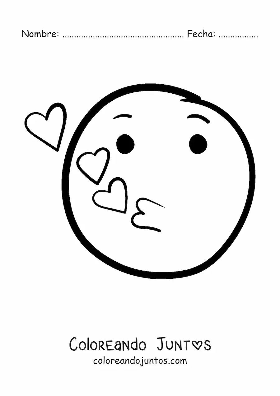 Imagen para colorear de emoji de carita soplando besos