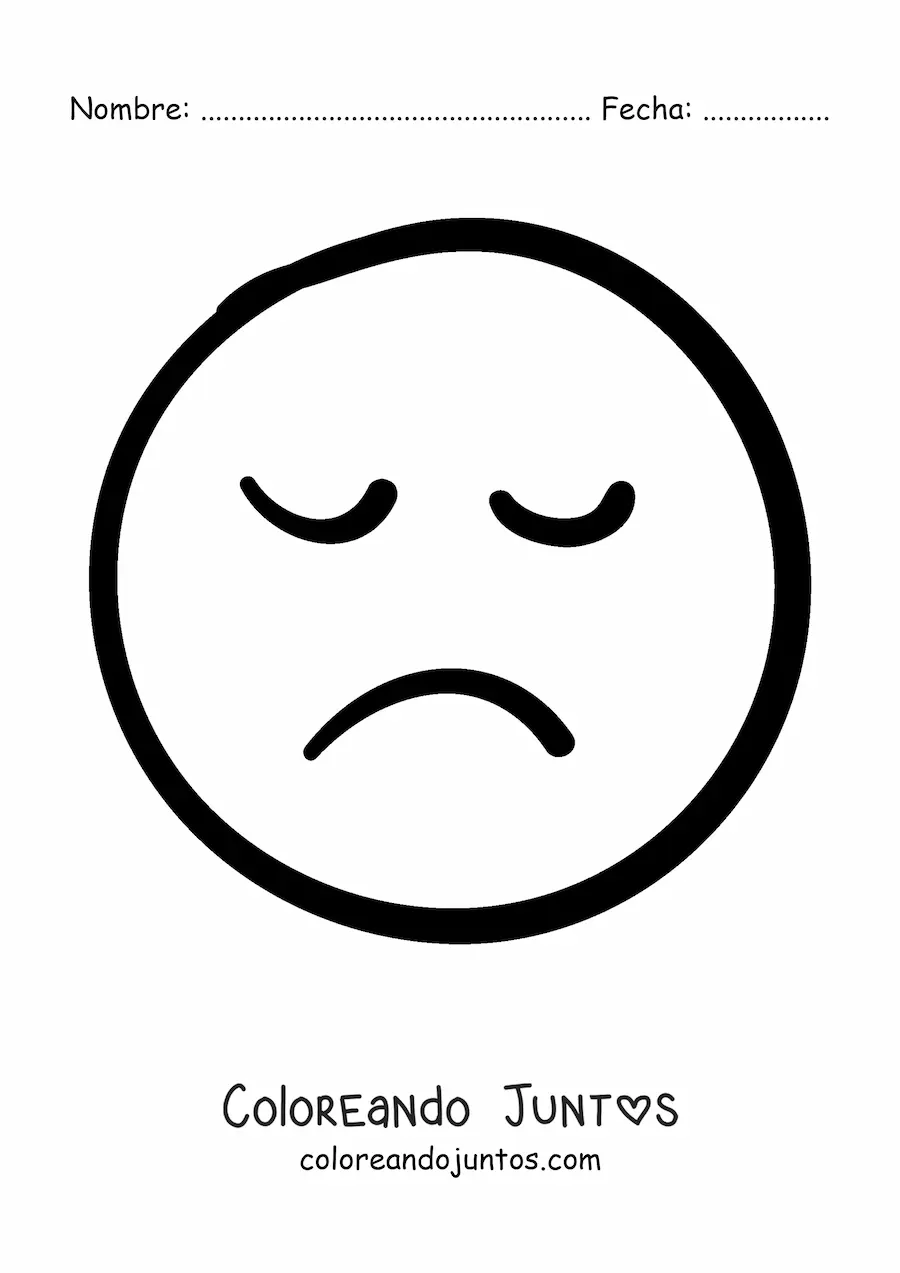 Imagen para colorear de emoji triste fácil