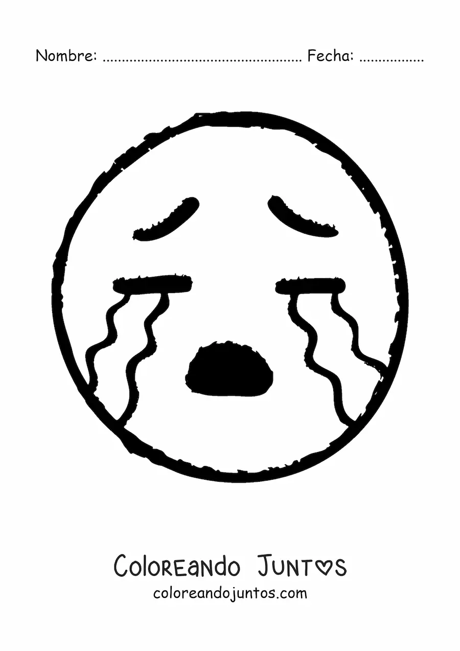 Imagen para colorear de emoji llorando grande
