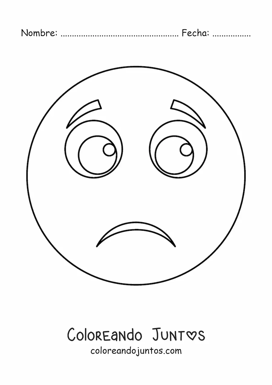 Imagen para colorear de caricatura de emoji triste