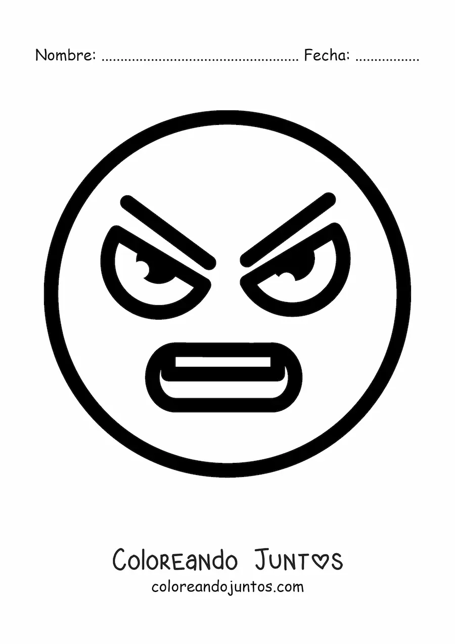 Imagen para colorear de carita enojada grande
