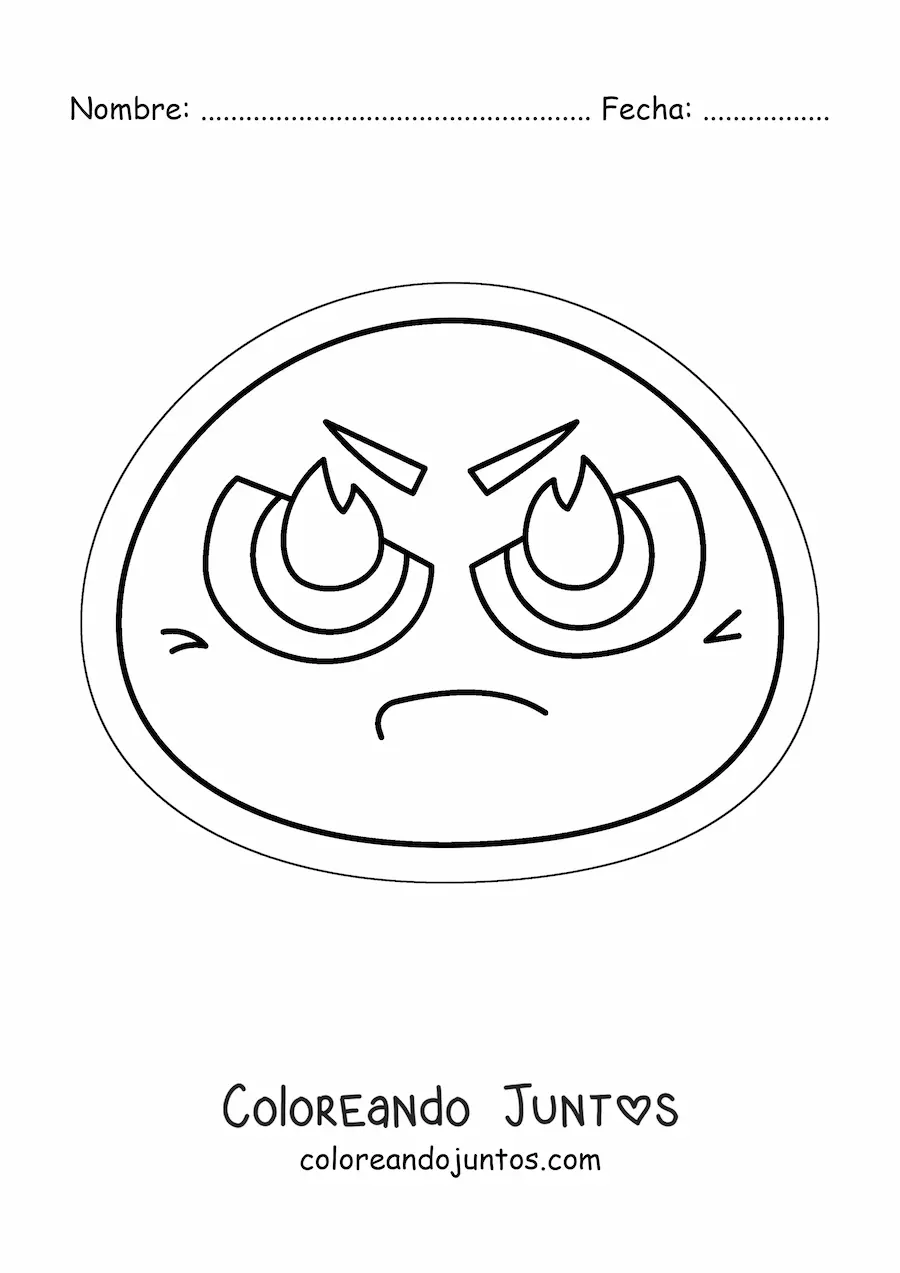 Imagen para colorear de emoticón enojado kawaii animado