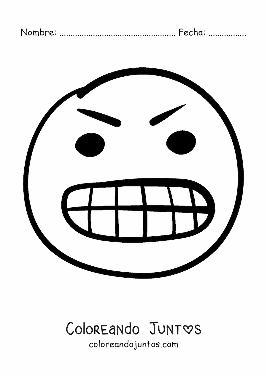Imagen para colorear de carita furiosa fácil