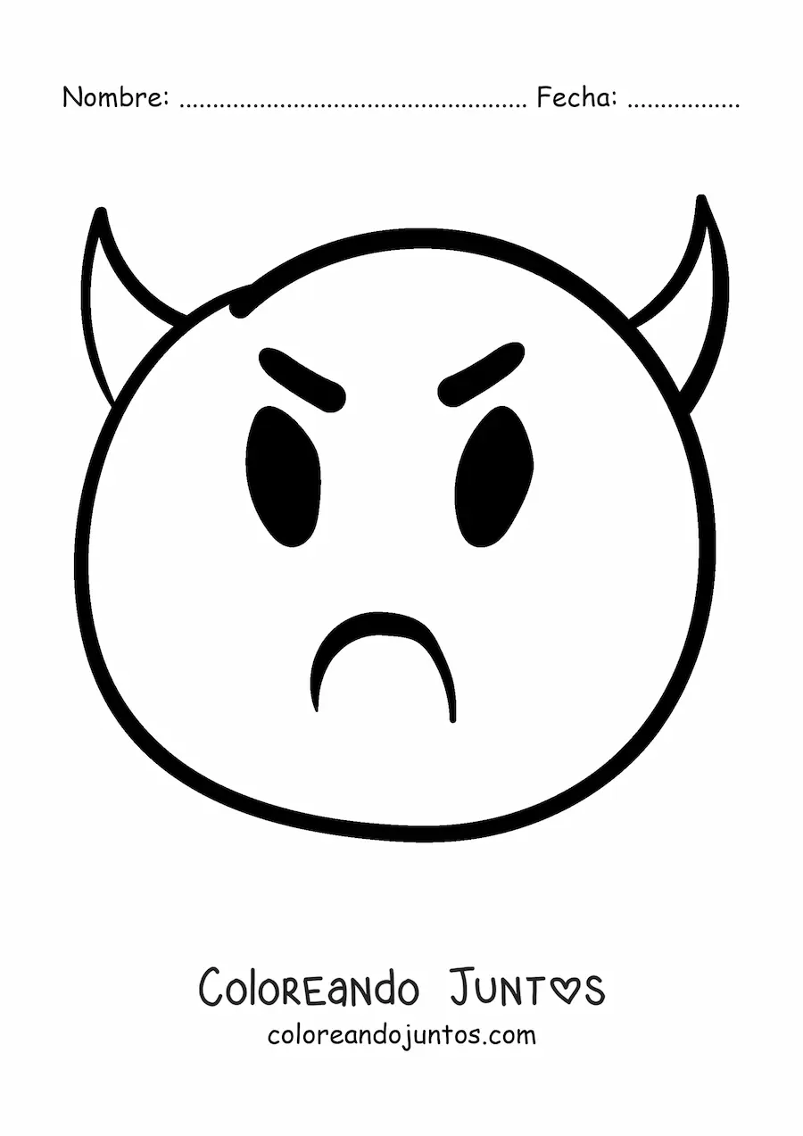 Imagen para colorear de emoji enojado de diablo