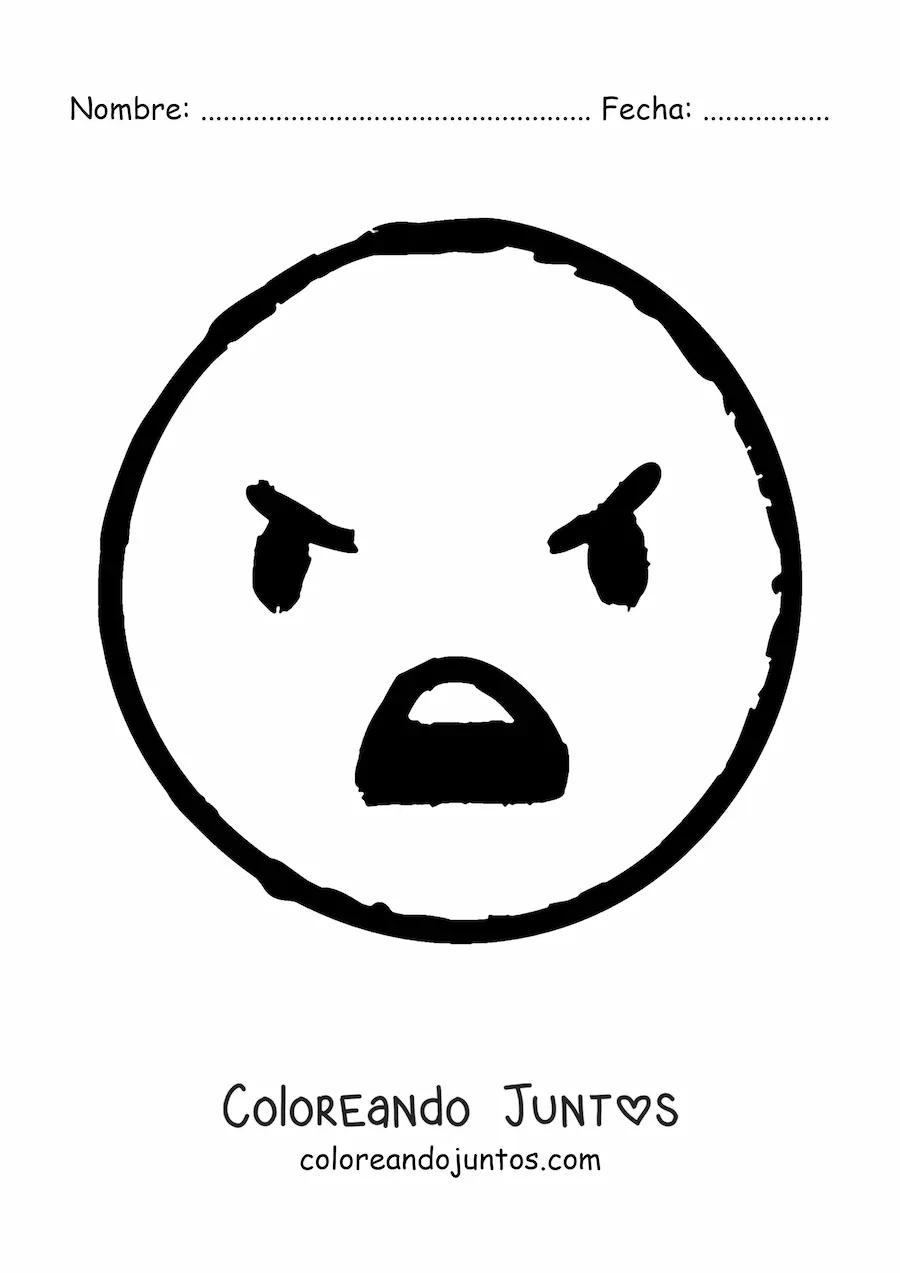Imagen para colorear de emoticón enojado grande