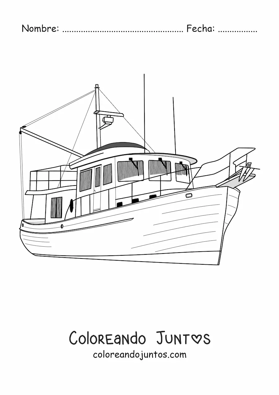 Imagen para colorear de un barco pesquero