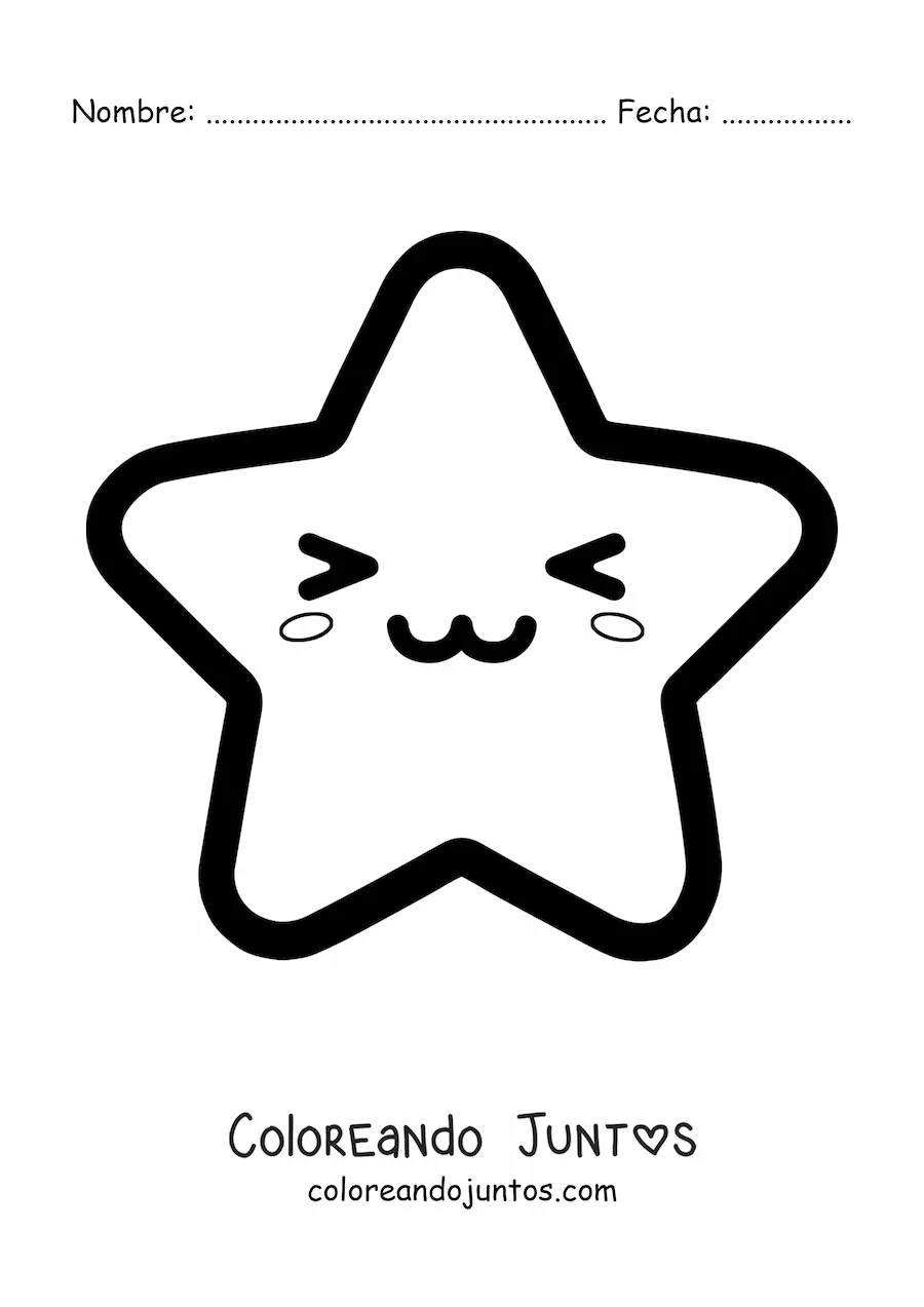 Imagen para colorear de emoji de estrella feliz kawaii