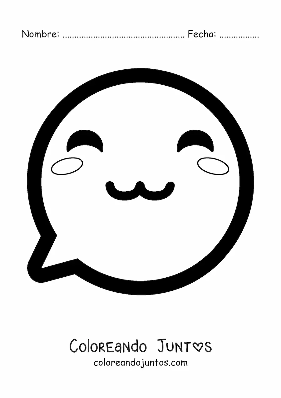 Imagen para colorear de emoji kawaii sonriendo