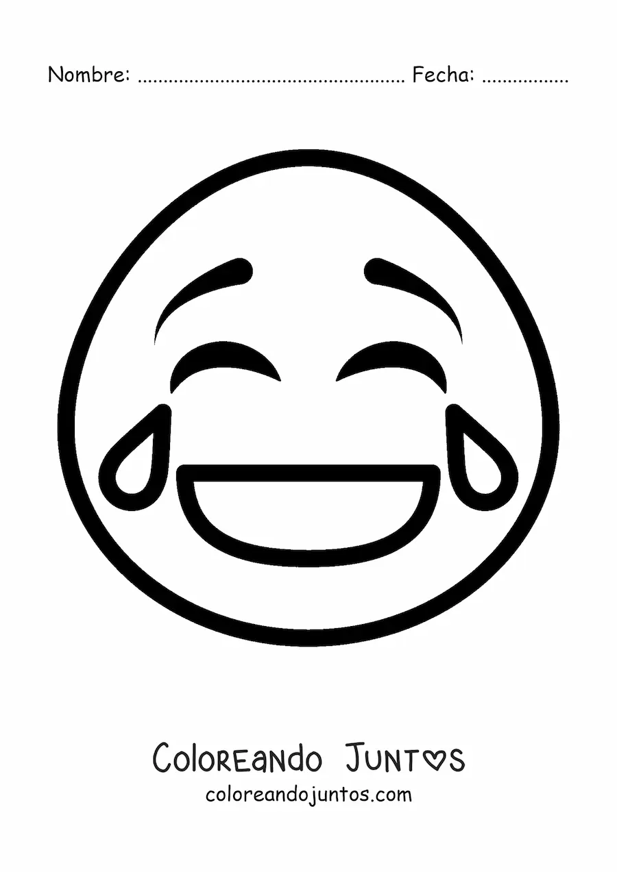 Imagen para colorear de emoticón de carita riendo