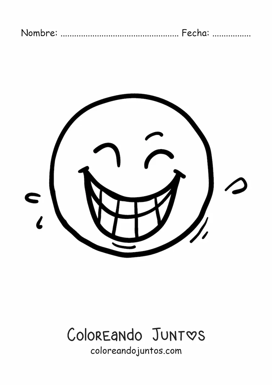 Imagen para colorear de emoticón de cara riendo