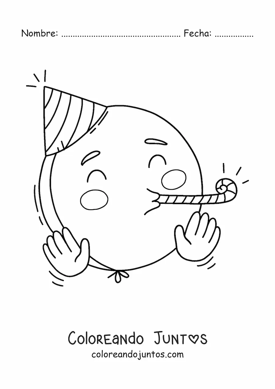 Imagen para colorear de emoji de celebración de cumpleaños