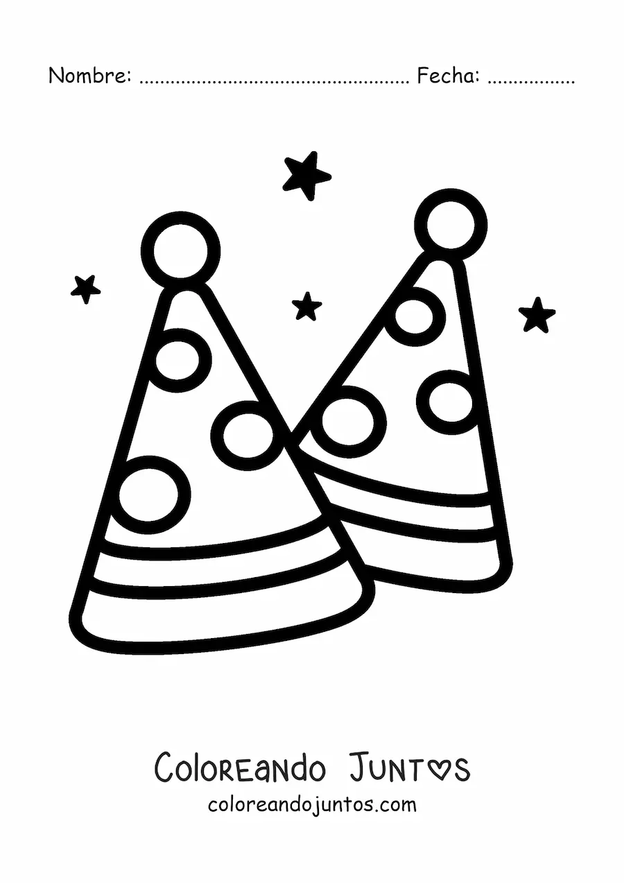 Imagen para colorear de emoji de gorros de fiesta de cumpleaños