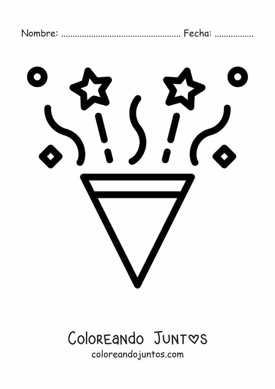 Imagen para colorear de emoji de popper de fiesta de cumpleaños