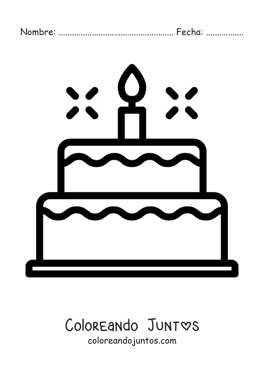 Imagen para colorear de emoji de pastel de cumpleaños