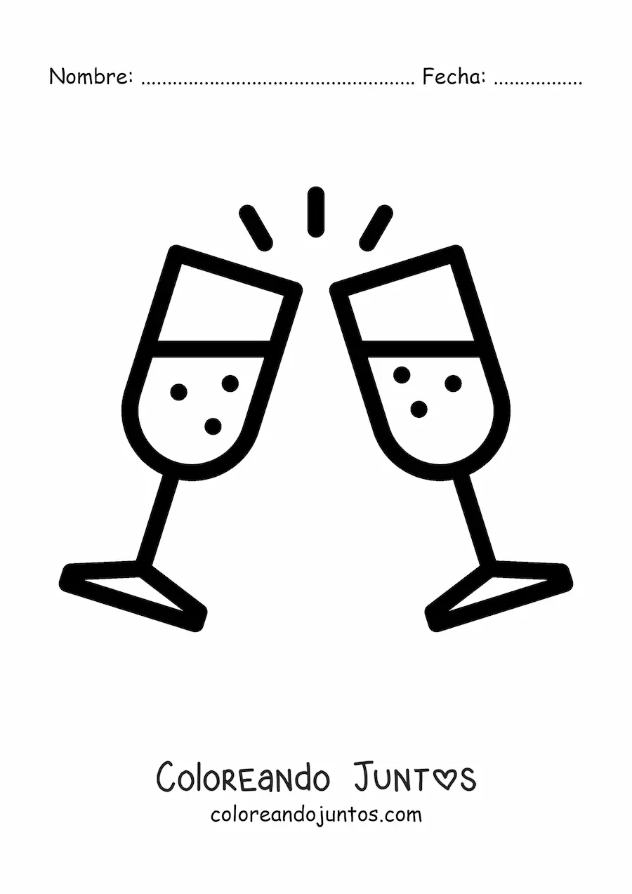 Imagen para colorear de emoji de brindis de cumpleaños