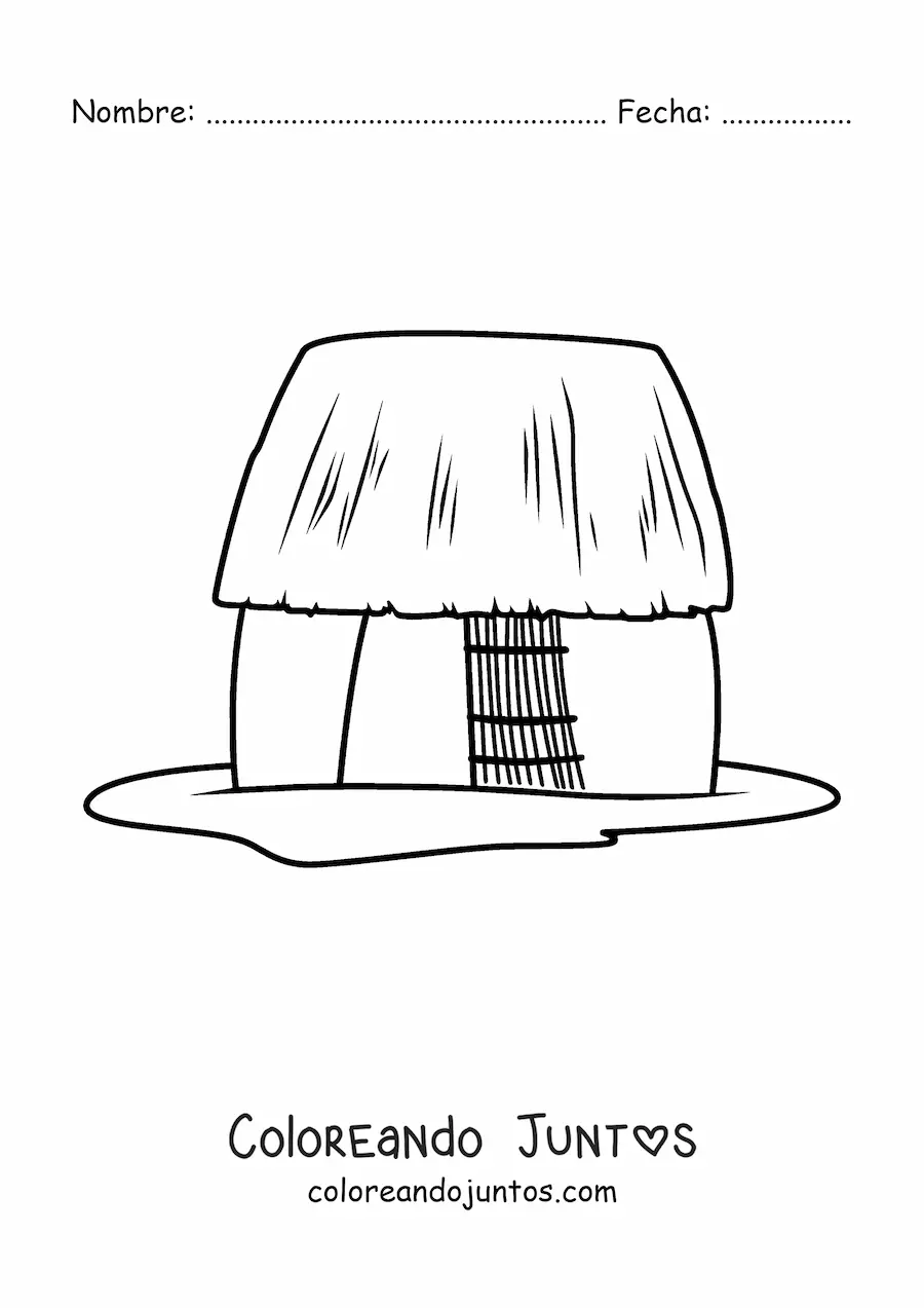 Imagen para colorear de choza de vivienda maya