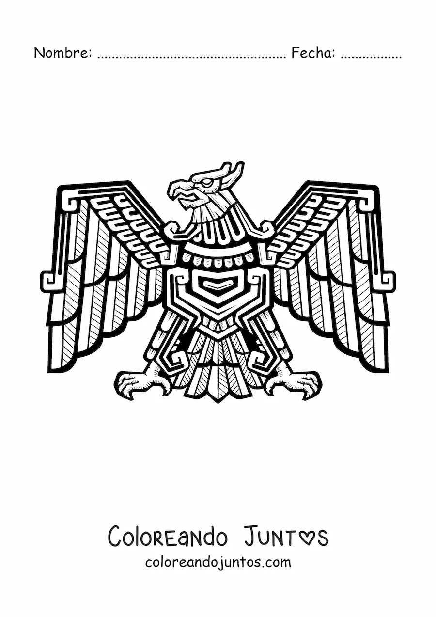 Imagen para colorear de escultura de aguil azteca