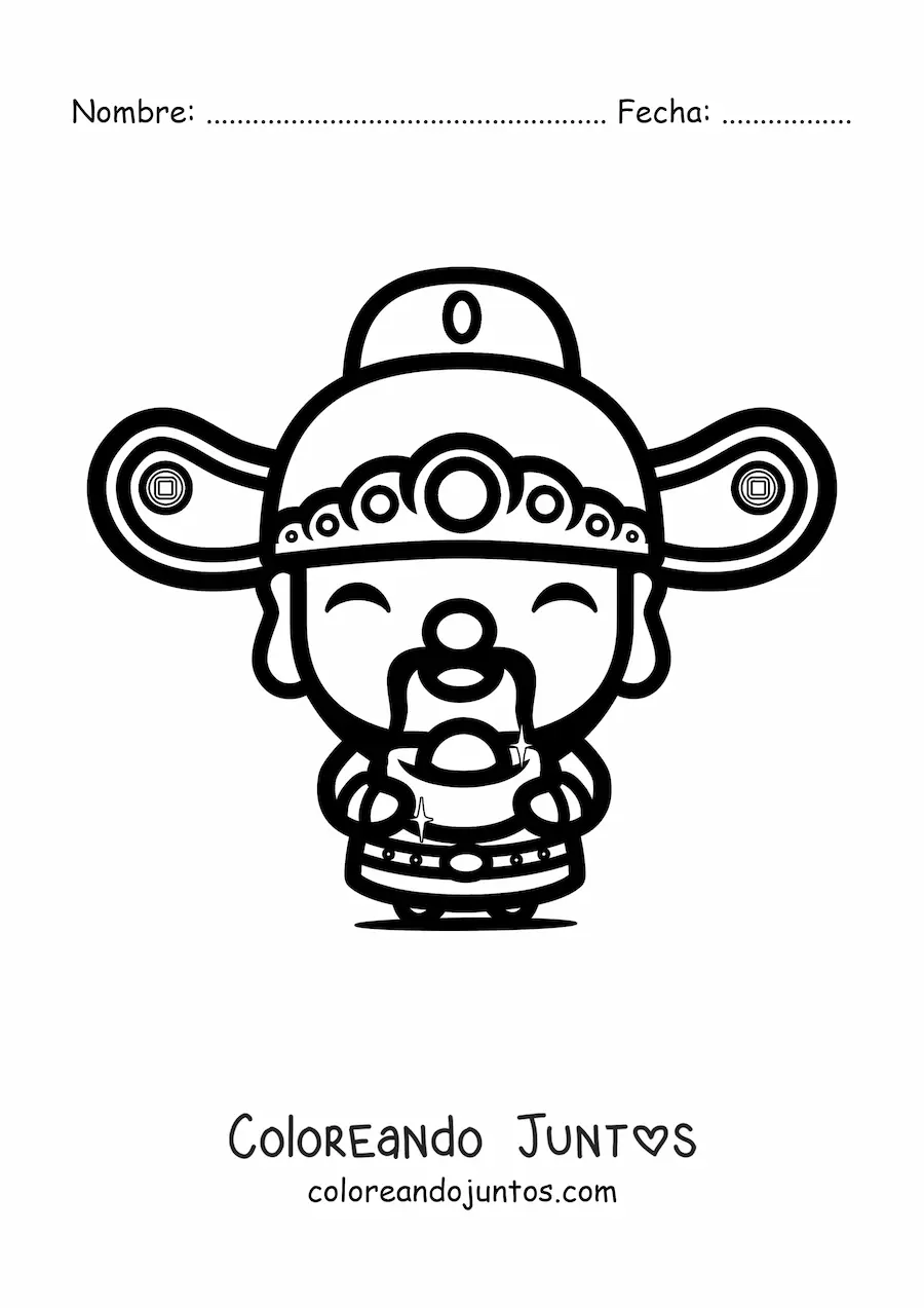 Imagen para colorear de chino kawaii animado