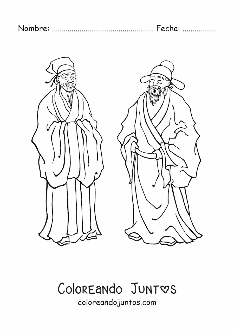 Imagen para colorear de hombres chinos