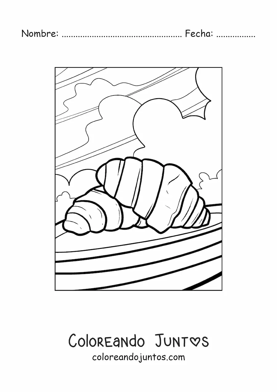 Imagen para colorear de croissants franceses tradicionales