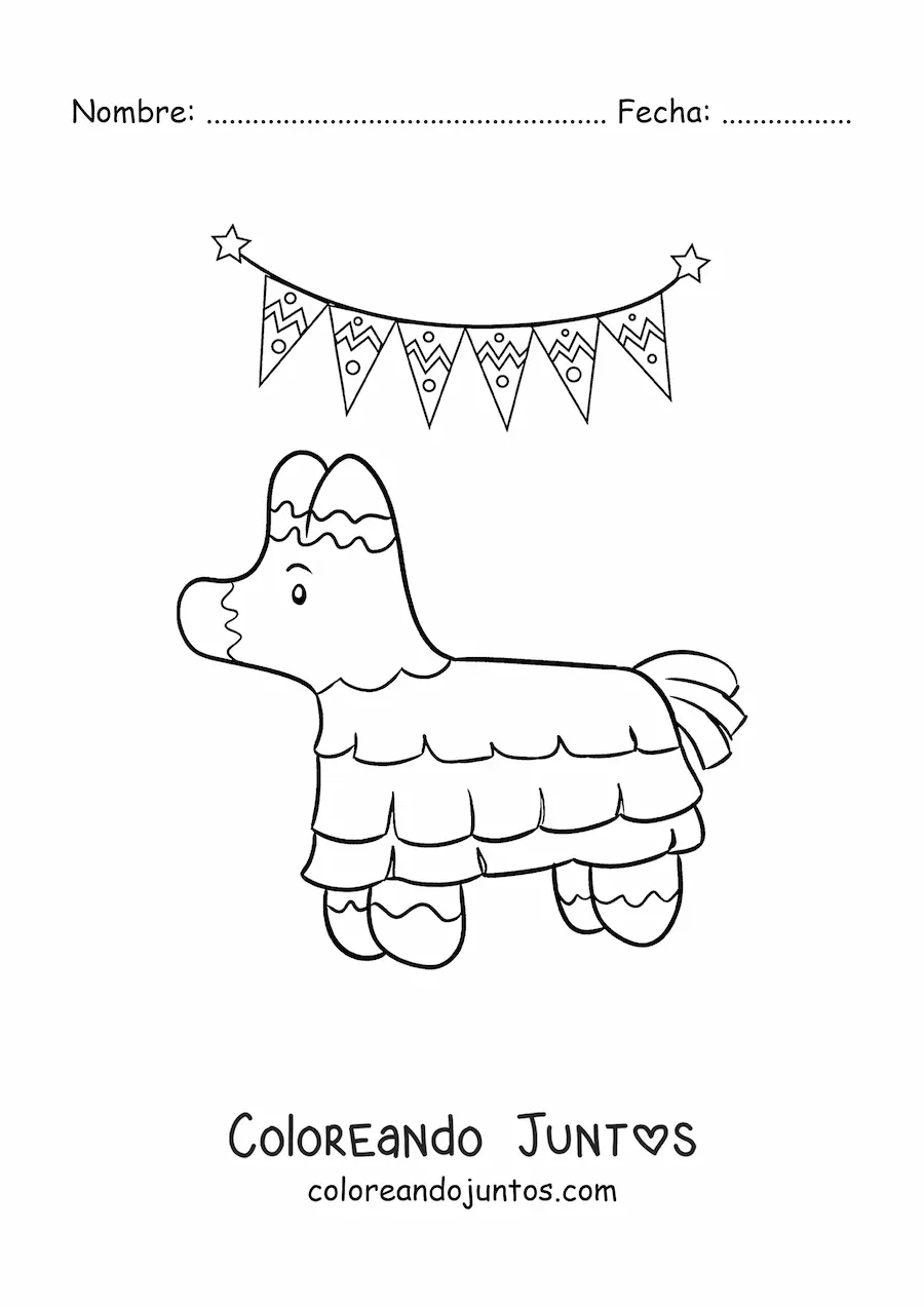 Imagen para colorear de piñata mexicana animada