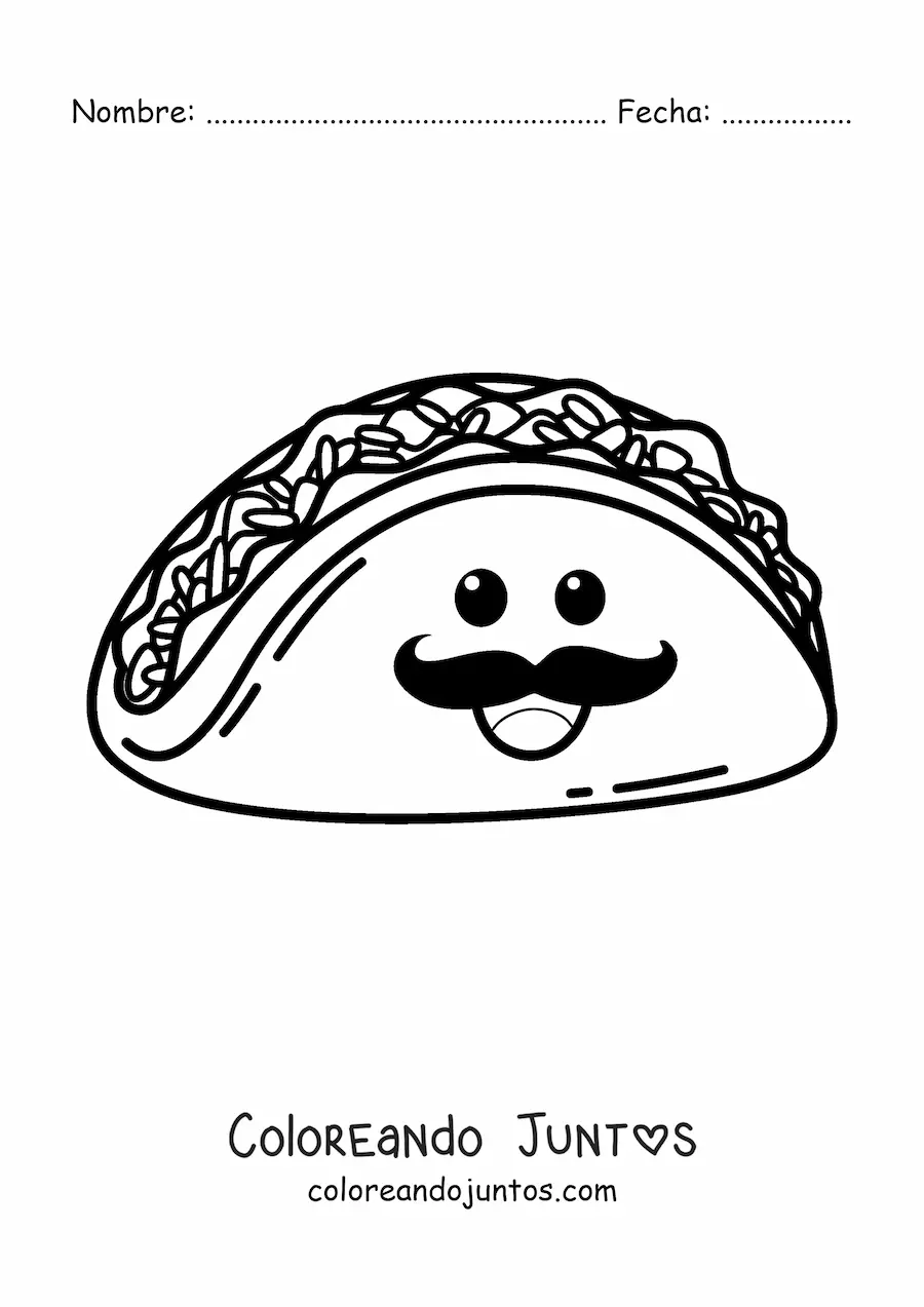 Imagen para colorear de taco mariachi animado