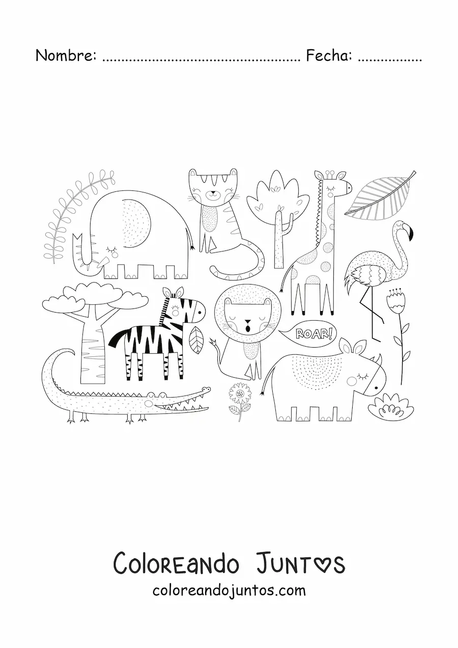 Imagen para colorear de animales de la sabana africana