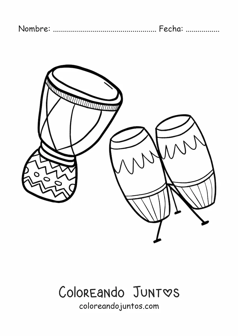 Imagen para colorear de tambores africanos