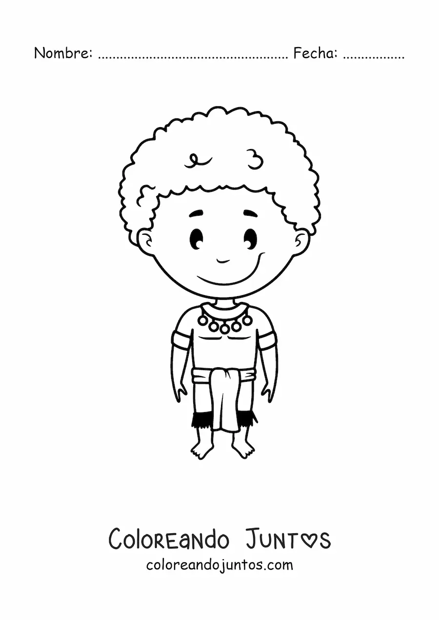 Imagen para colorear de niño africano animado