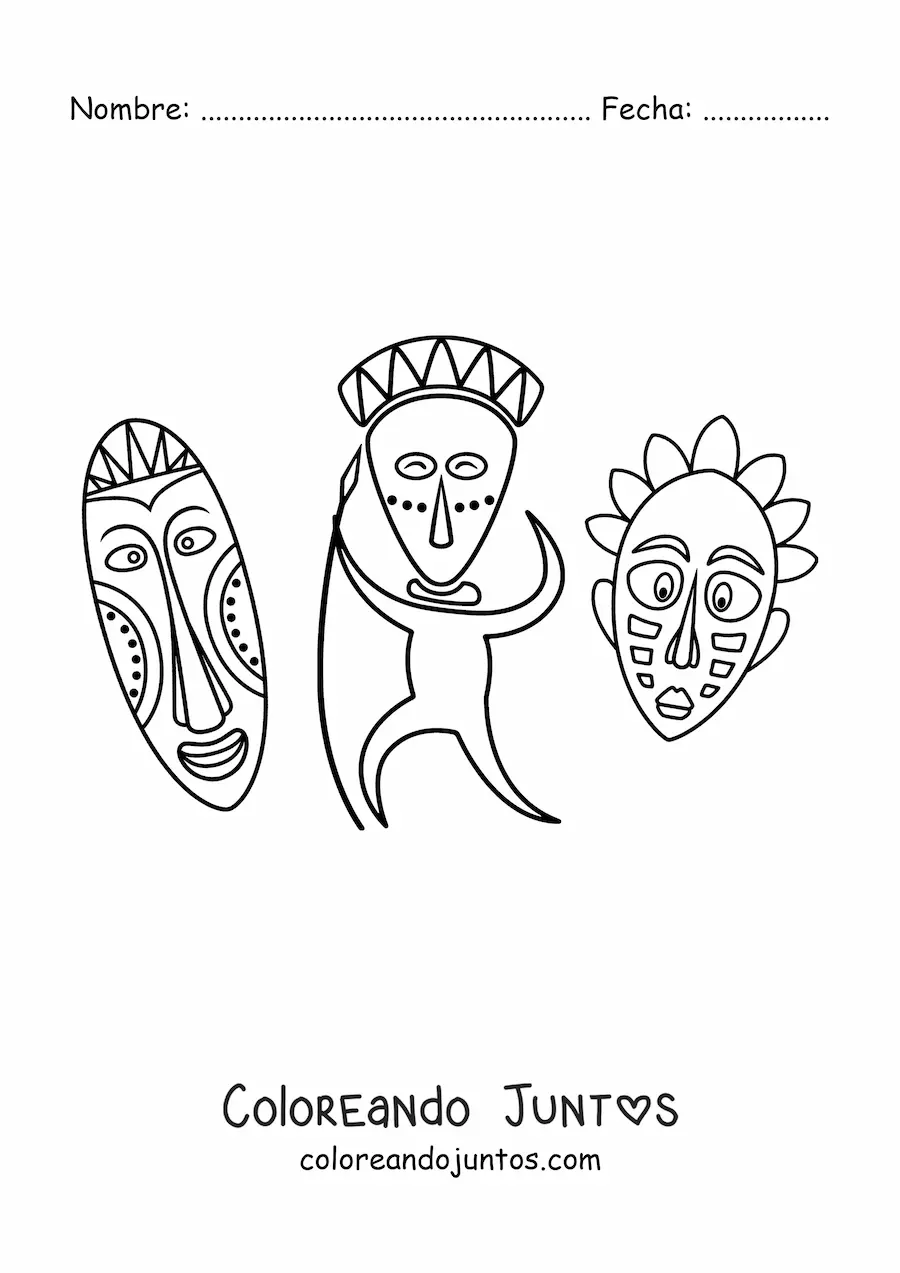 Imagen para colorear de máscaras africanas
