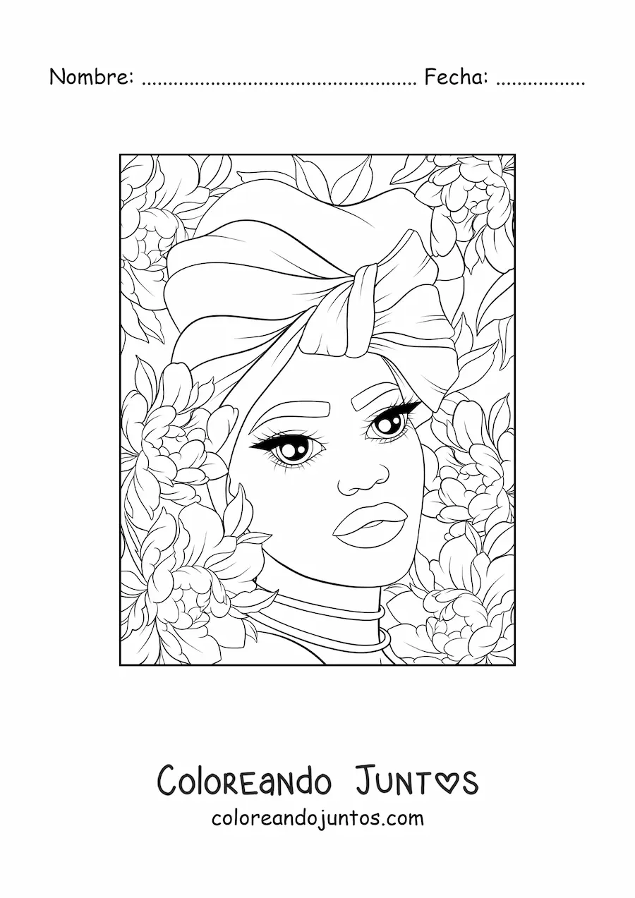 Imagen para colorear de hermosa mujer africana con turbante