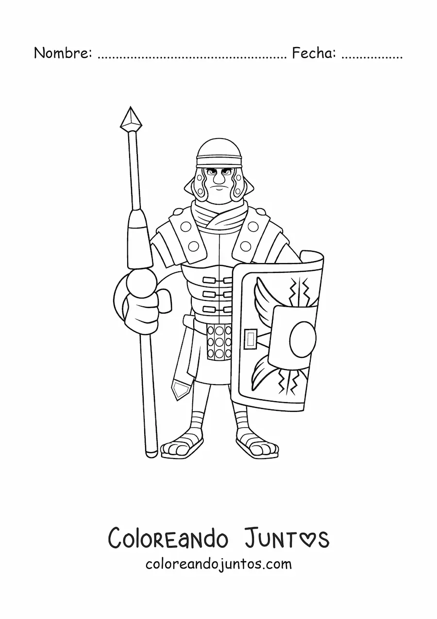 Imagen para colorear de soldado del imperio romano animado