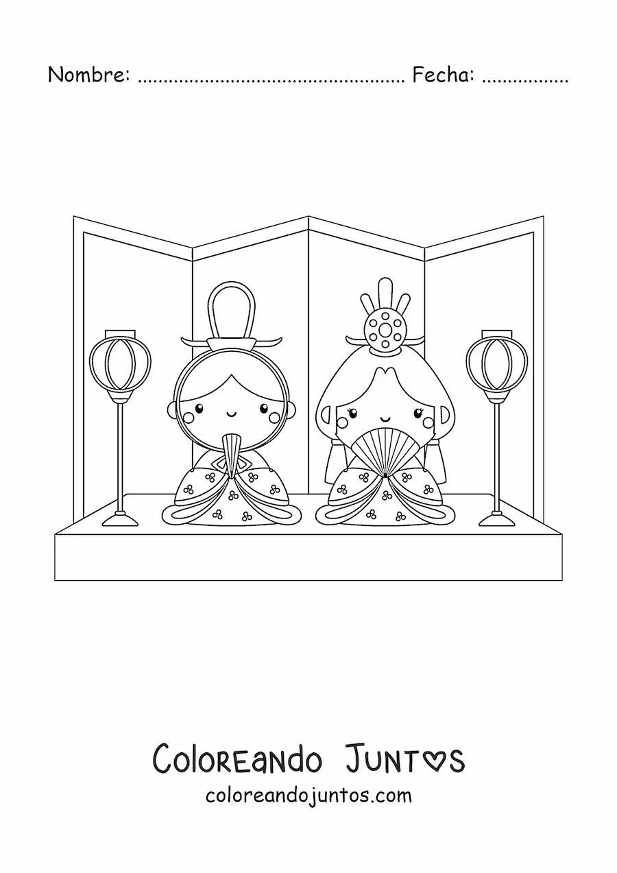 Imagen para colorear de japonesas animadas